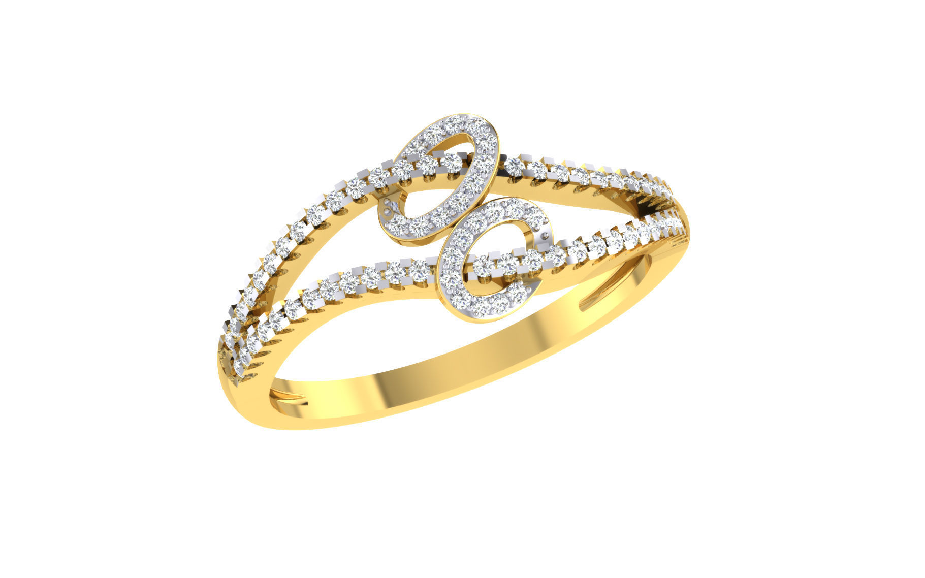 Ring Collection diamond gold 3D print model_10