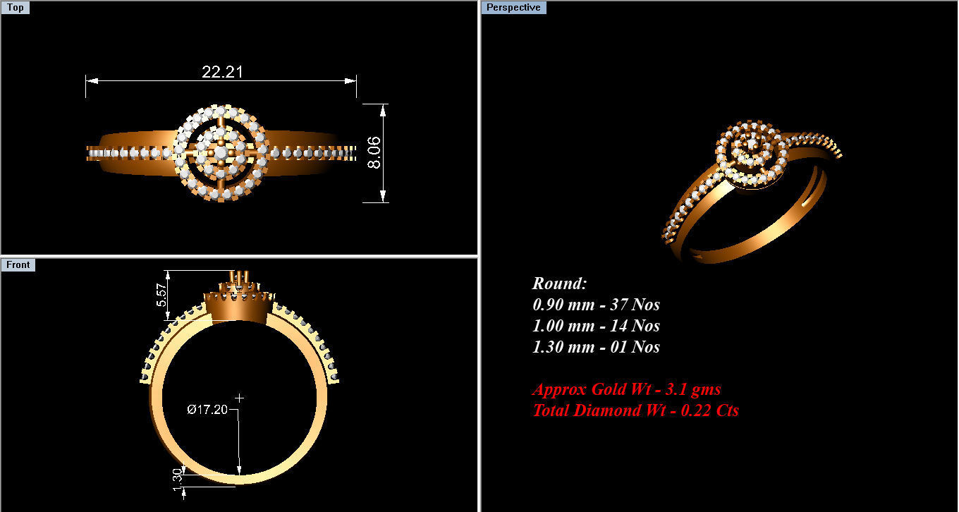 Ring Collection diamond gold 3D print model_21