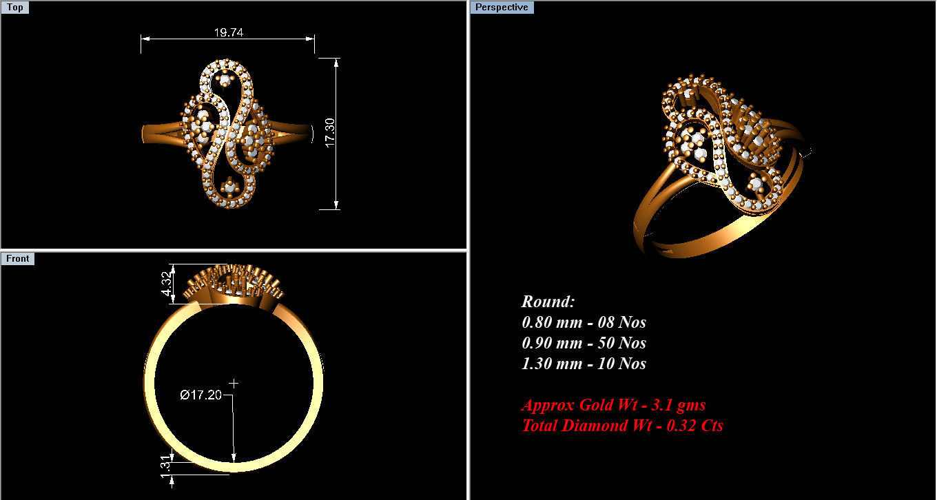 Ring Collection diamond gold 3D print model_86