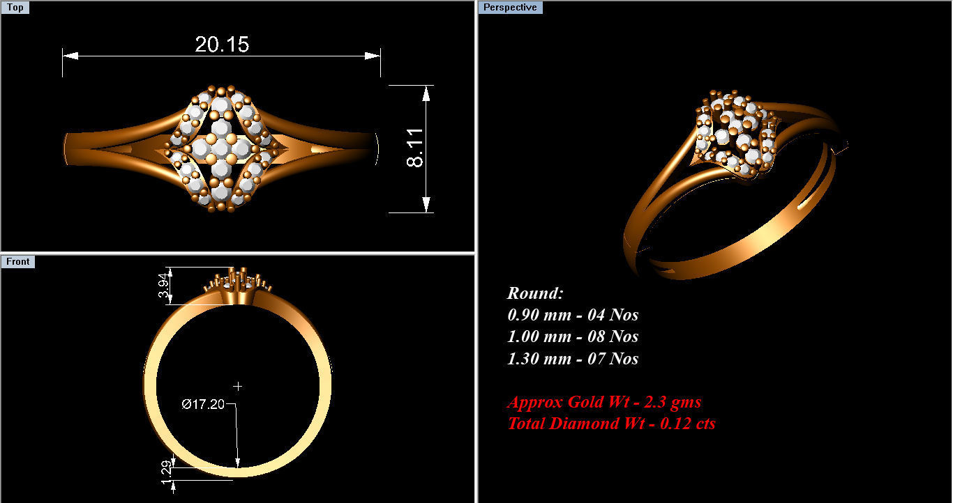 Ring Collection diamond gold 3D print model_18