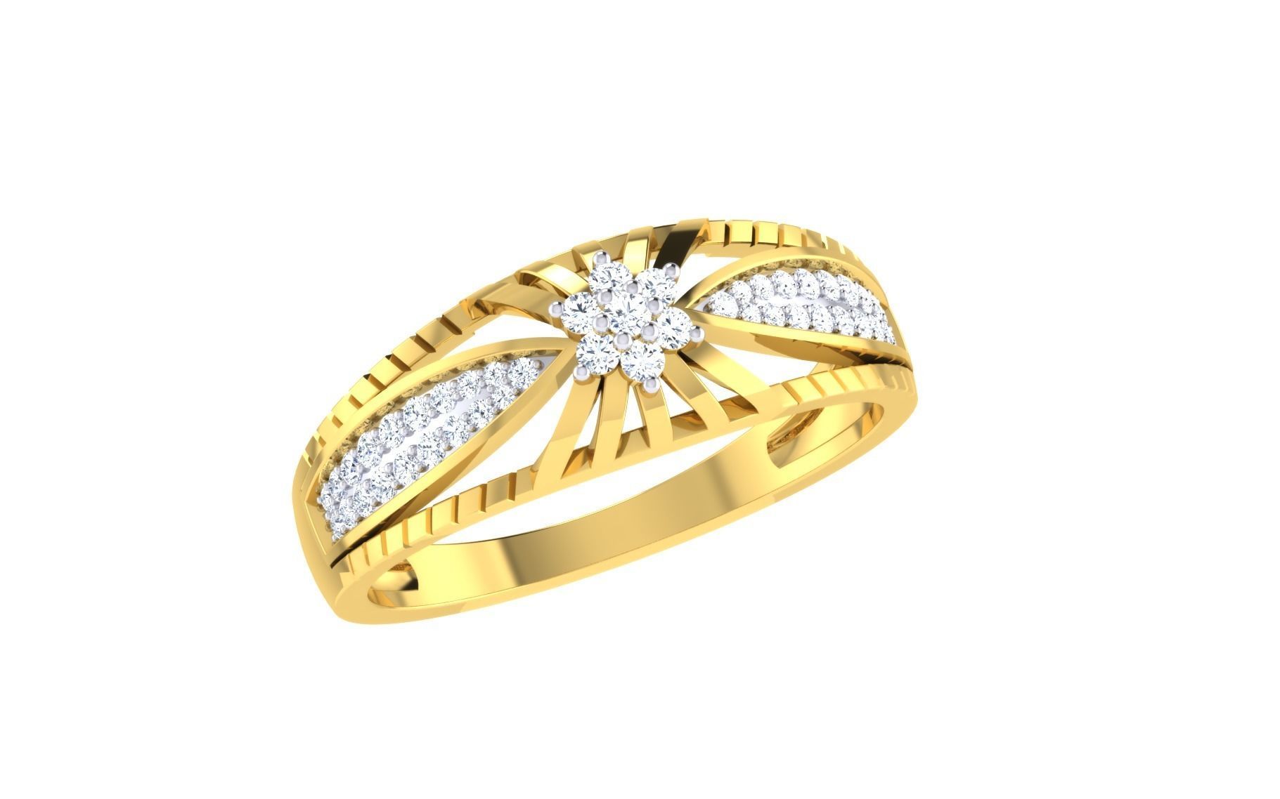 Ring Collection diamond gold 3D print model_2