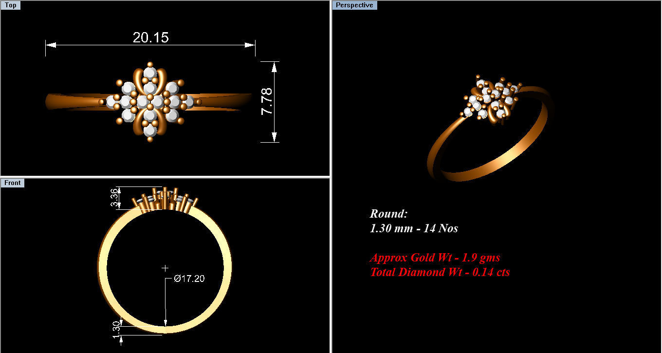 Ring Collection diamond gold 3D print model_24