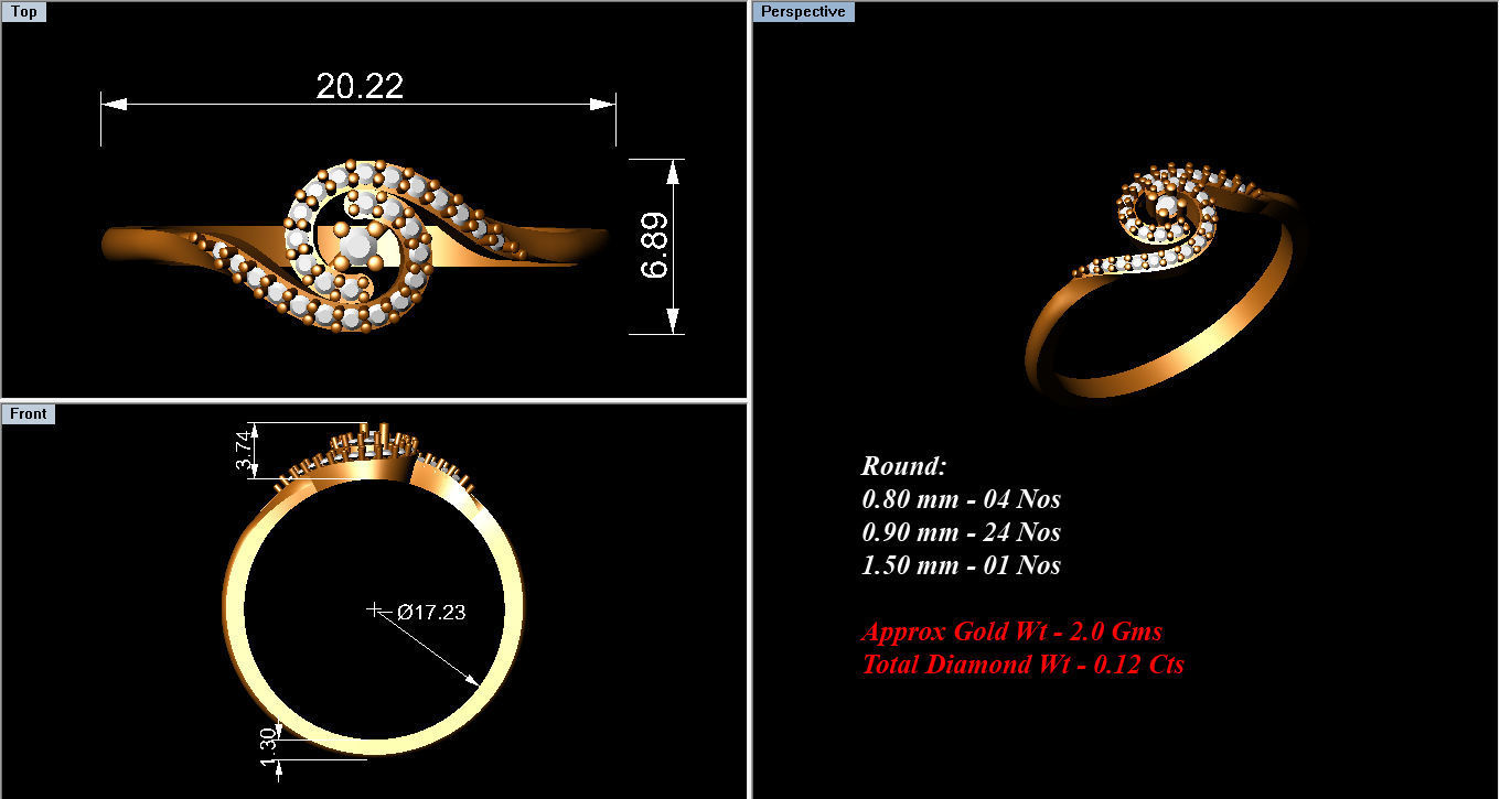 Ring Collection diamond gold 3D print model_72