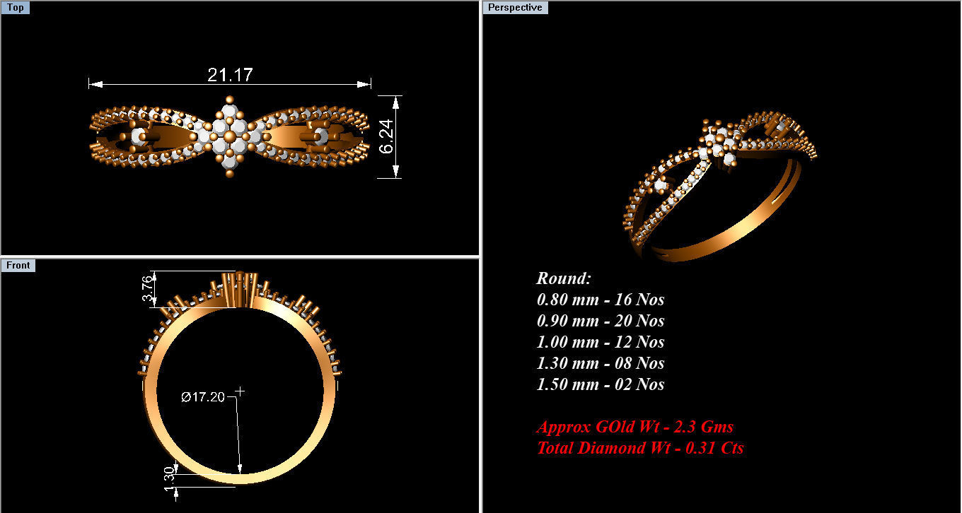 Ring Collection diamond gold 3D print model_36