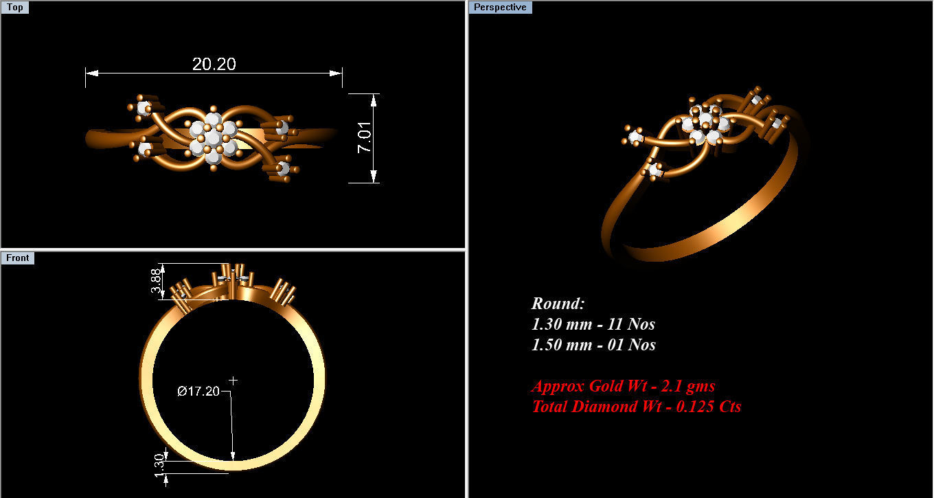 Ring Collection diamond gold 3D print model_102