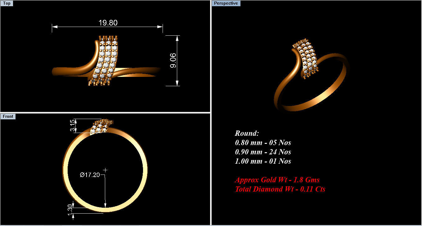 Ring Collection diamond gold 3D print model_27