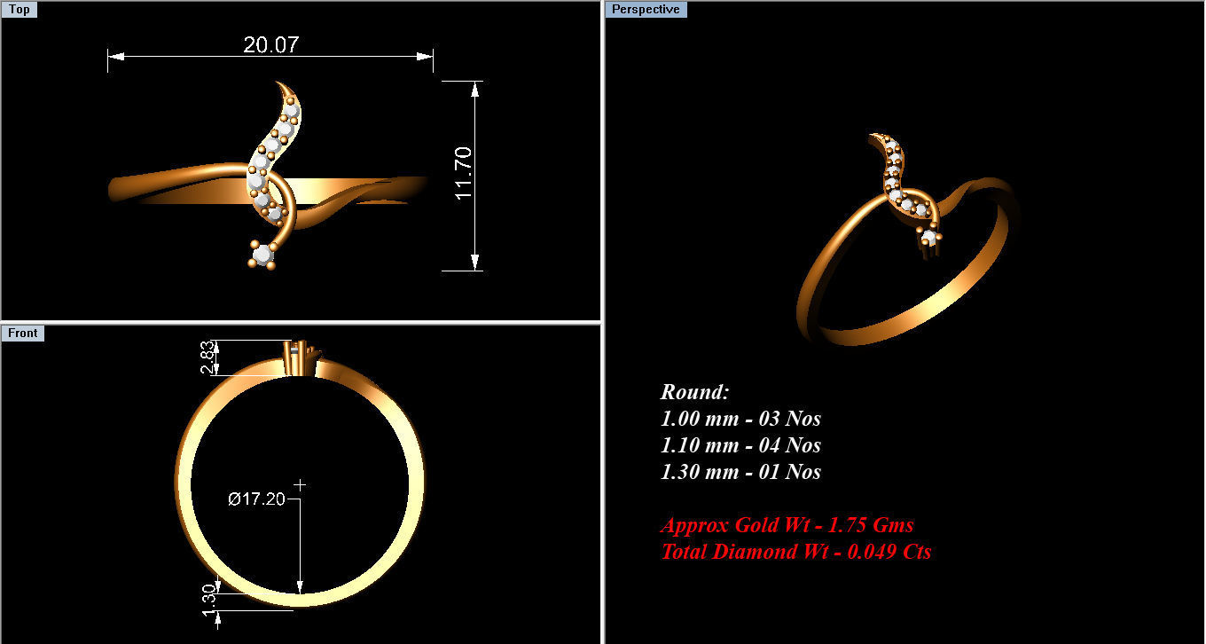 Ring Collection diamond gold 3D print model_100
