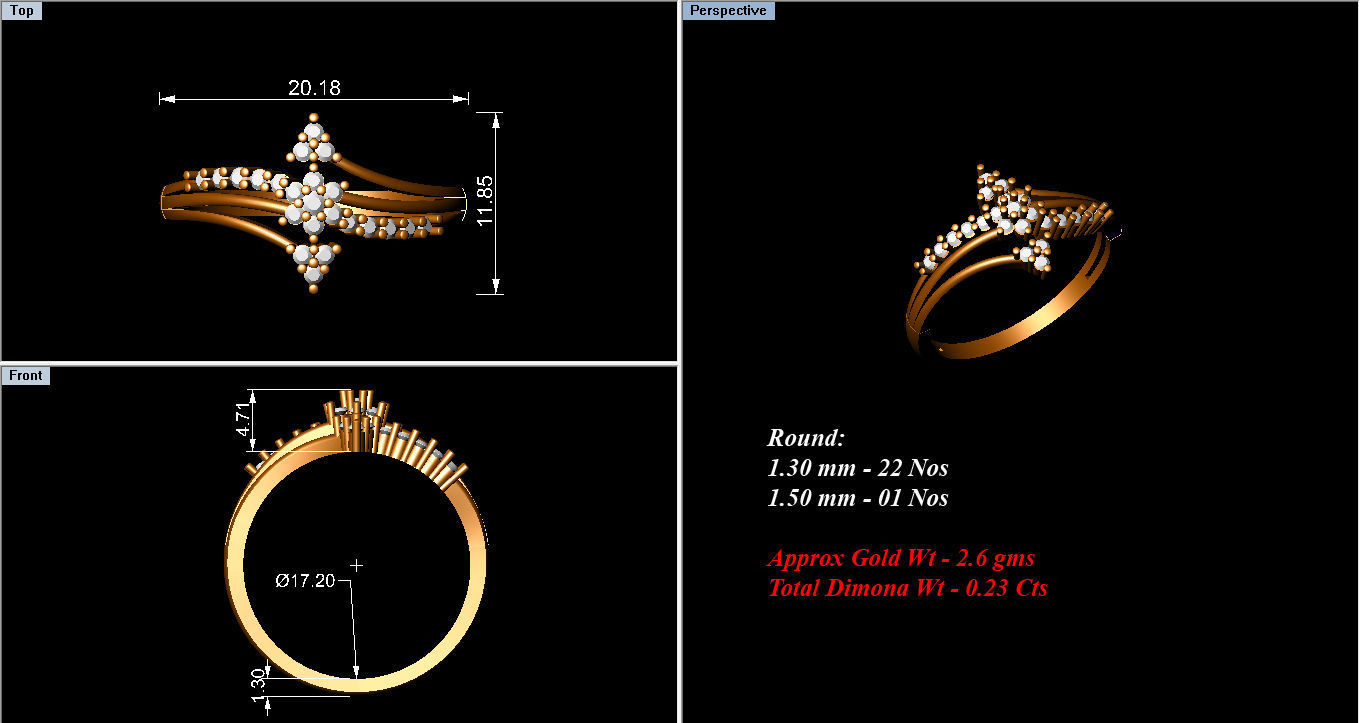 Ring Collection diamond gold 3D print model_121