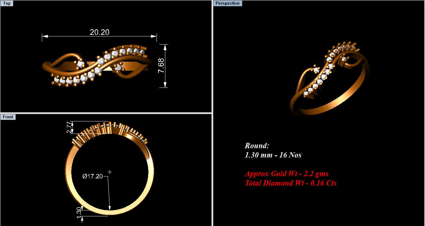Ring Collection diamond gold 3D print model_101
