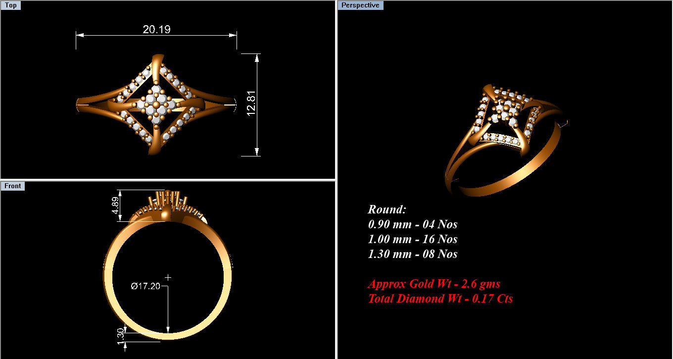 Ring Collection diamond gold 3D print model_84