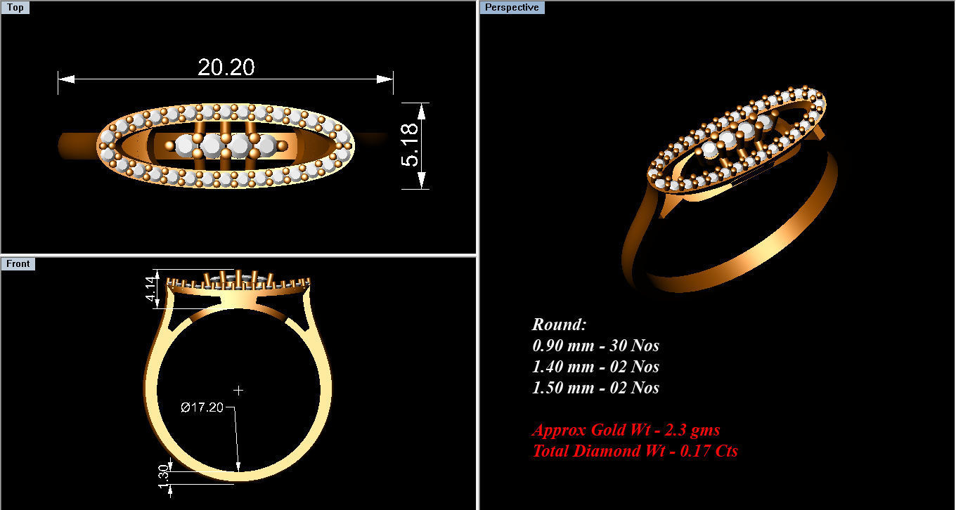Ring Collection diamond gold 3D print model_85