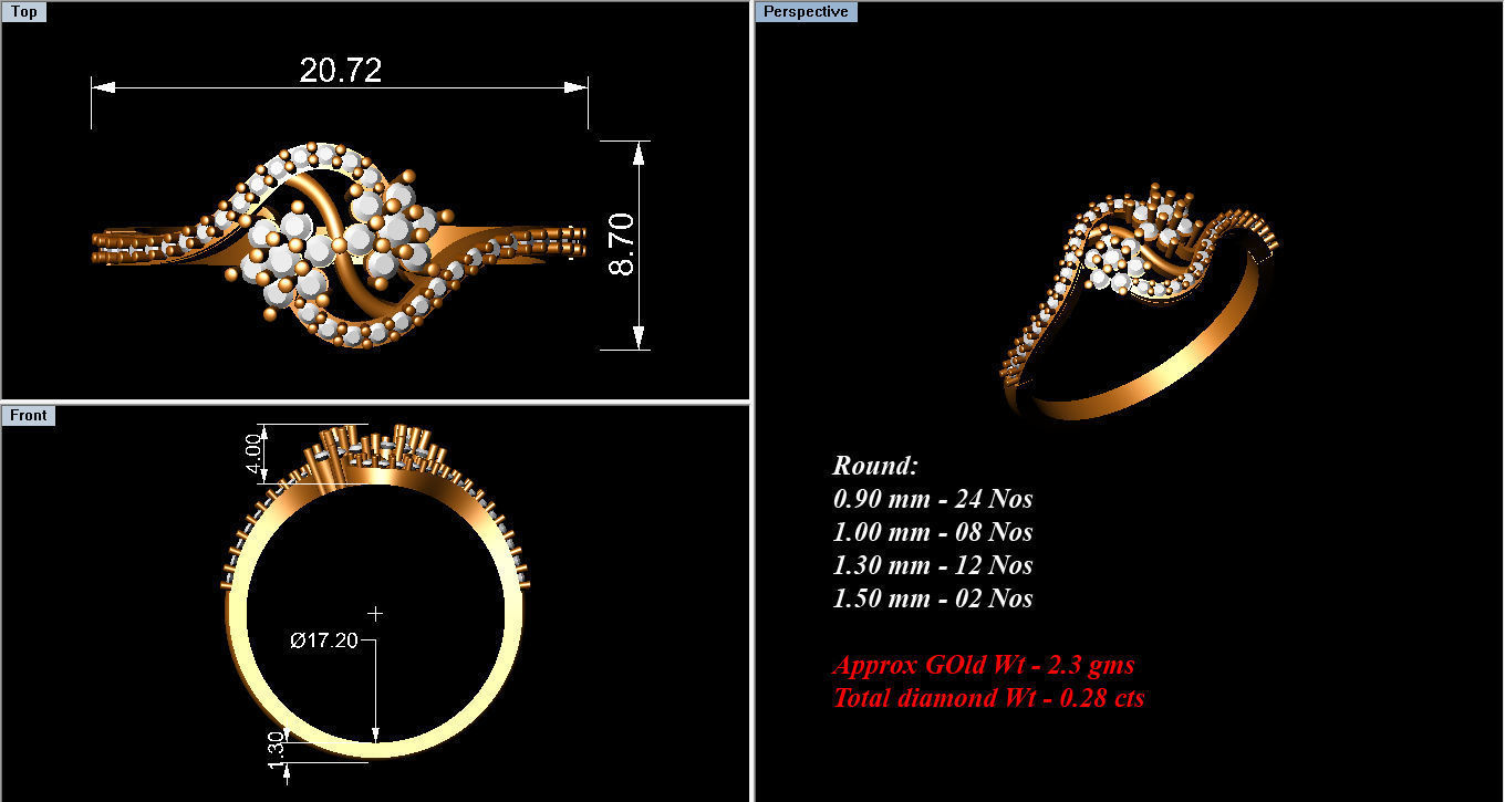 Ring Collection diamond gold 3D print model_26
