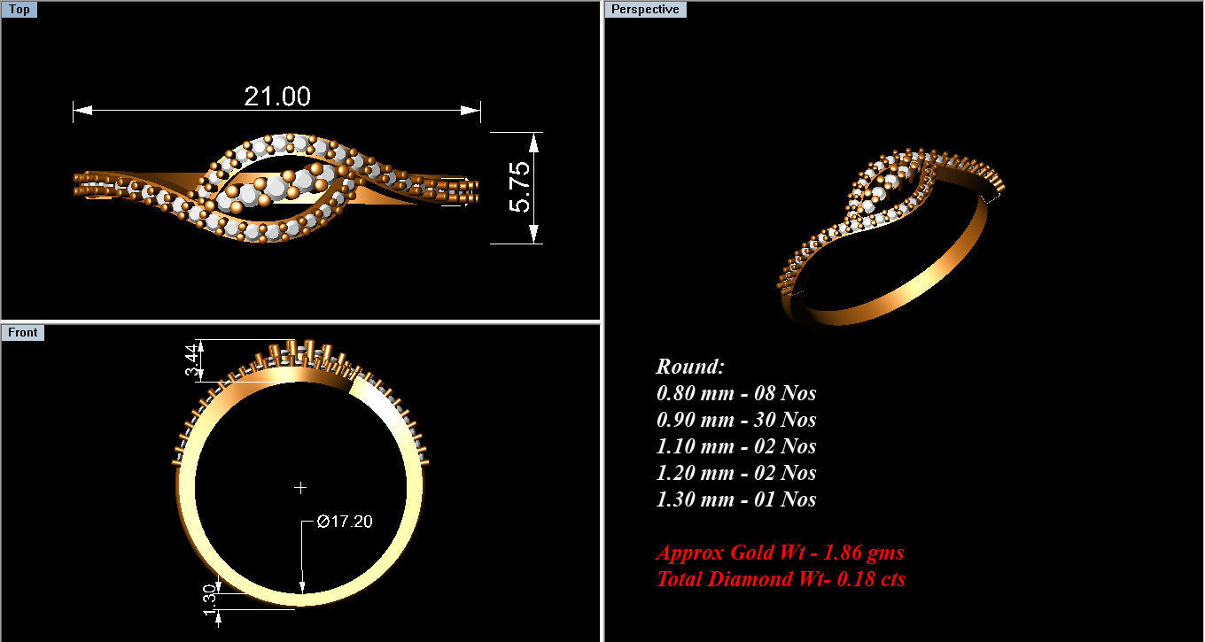 Ring Collection diamond gold 3D print model_120