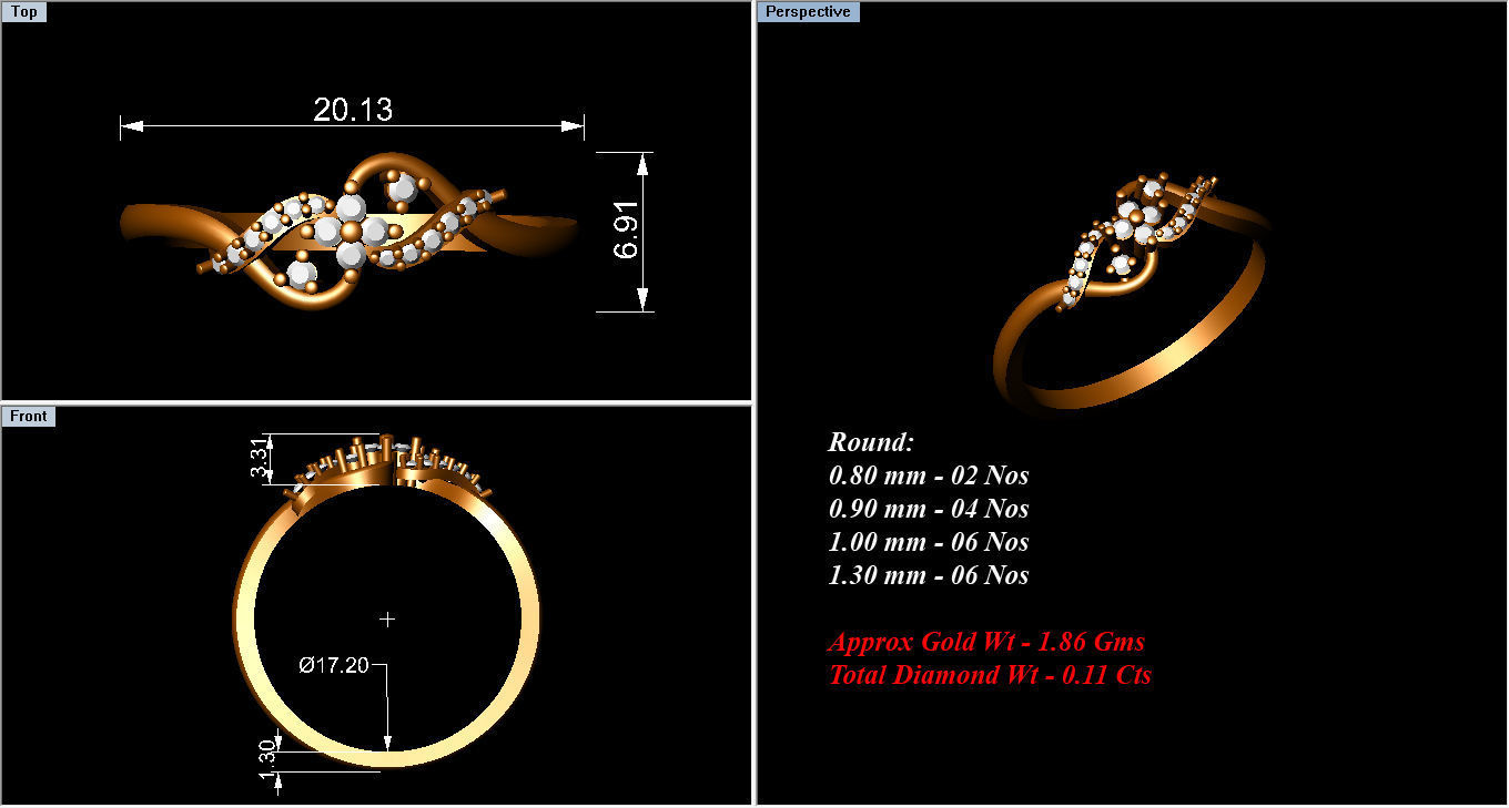 Ring Collection diamond gold 3D print model_119