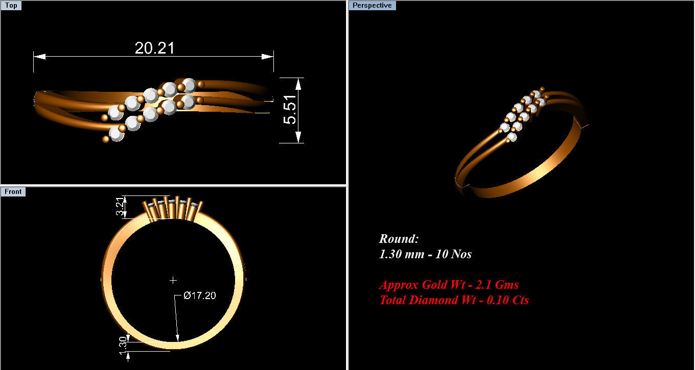 Ring Collection diamond gold 3D print model_22