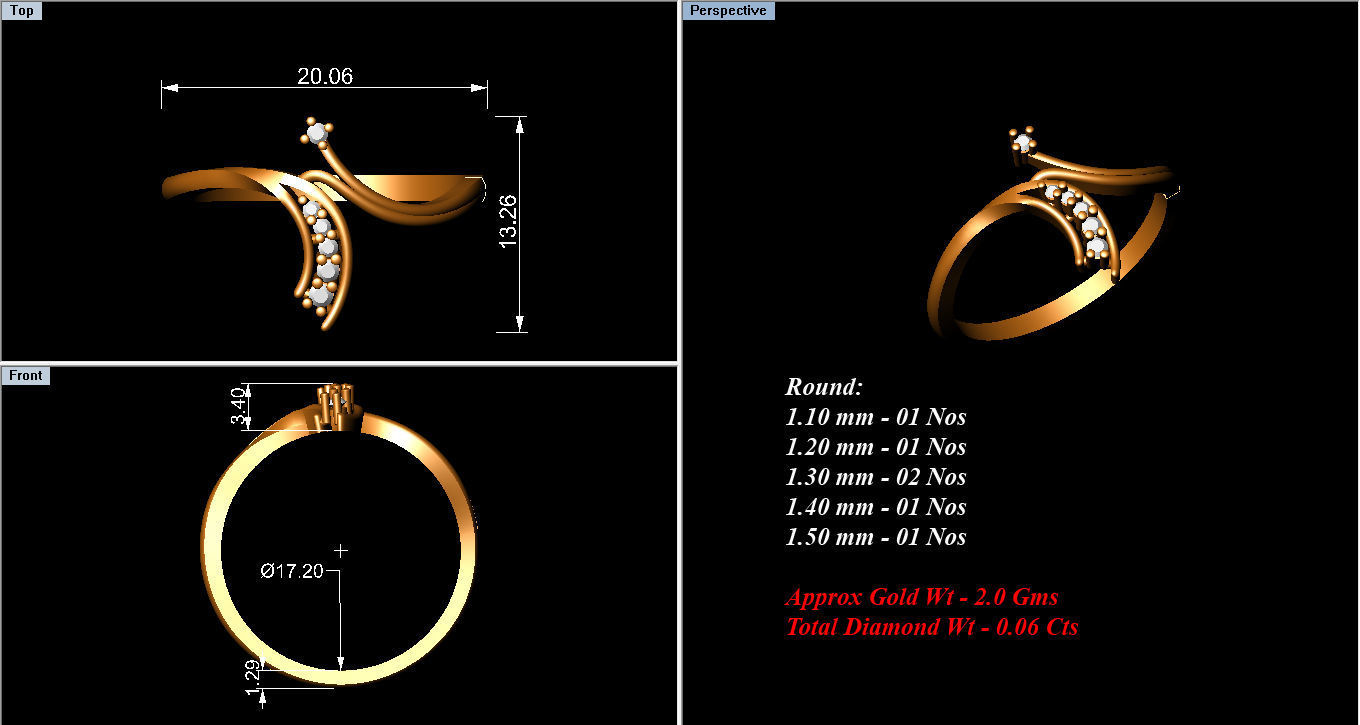 Ring Collection diamond gold 3D print model_99