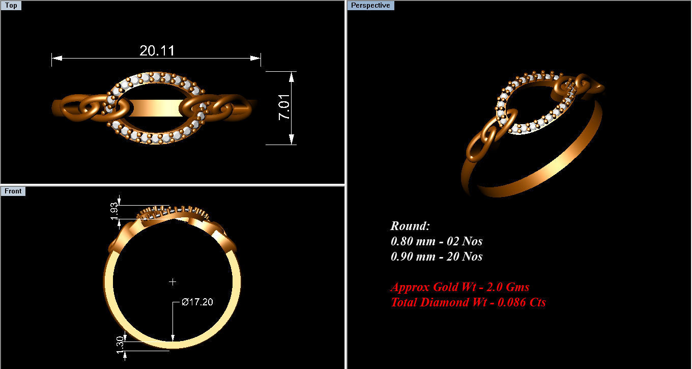 Ring Collection diamond gold 3D print model_83