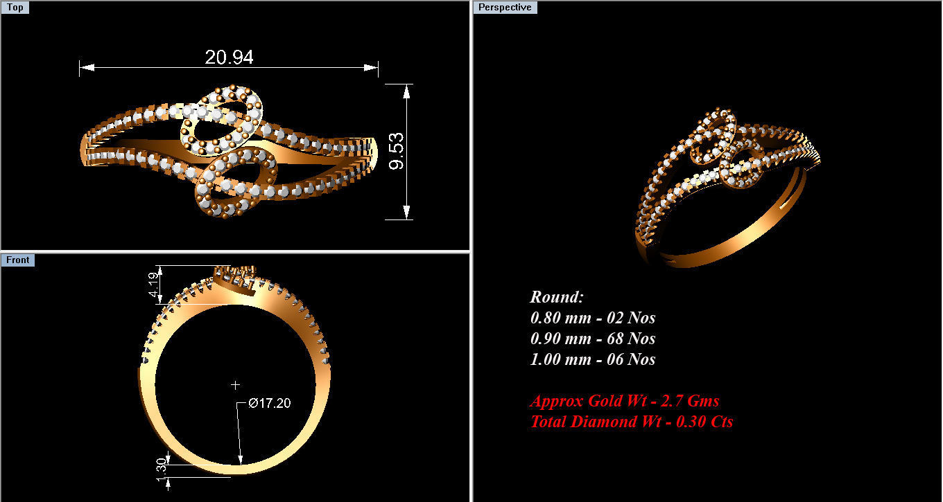 Ring Collection diamond gold 3D print model_9