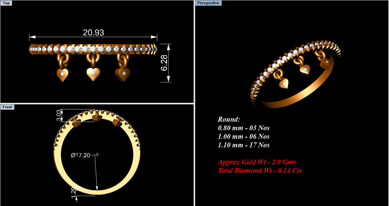 Ring Collection diamond gold 3D print model_23
