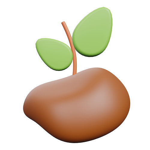 Sprout Icon Low-poly 3D model
