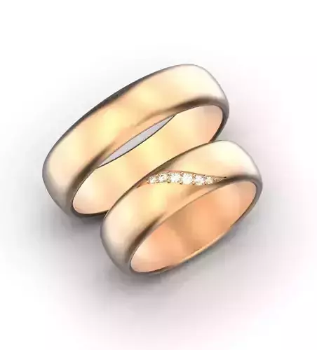 Gold wedding bands with diamonds Wedding rings pair