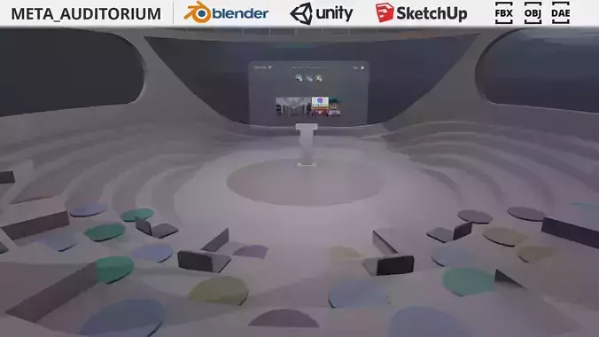 Metaverse Auditorium Low-poly 3D model