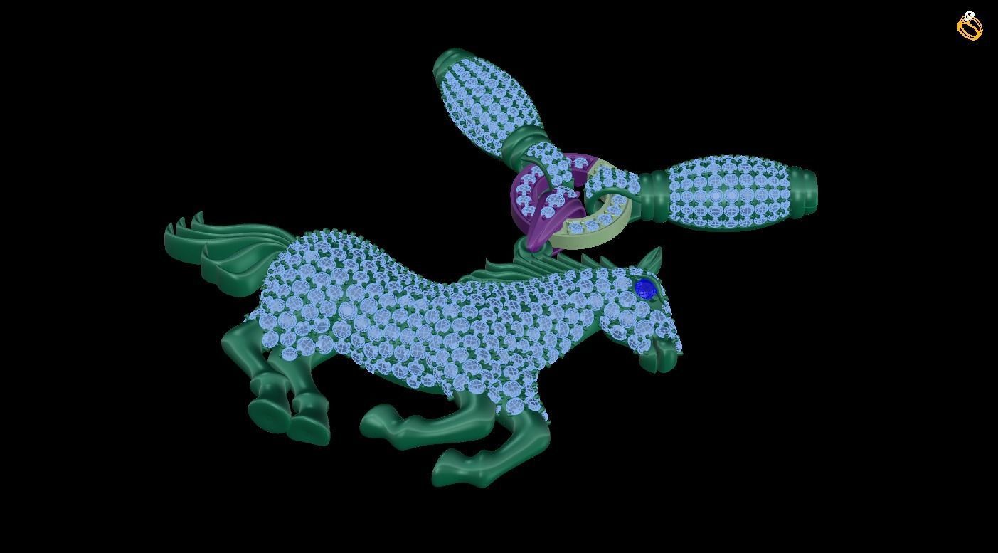 pendant horse with crystals 3D print model_1