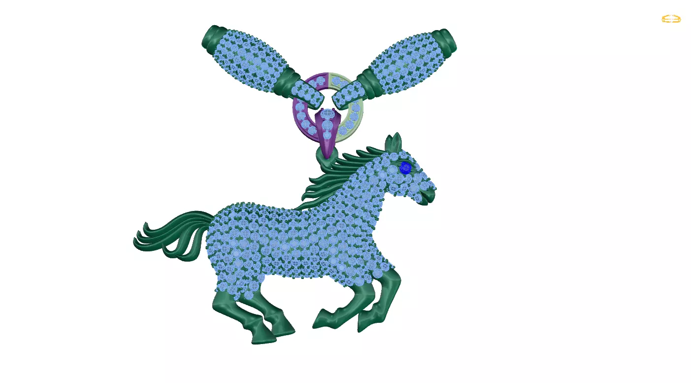 pendant horse with crystals 3D print model_0