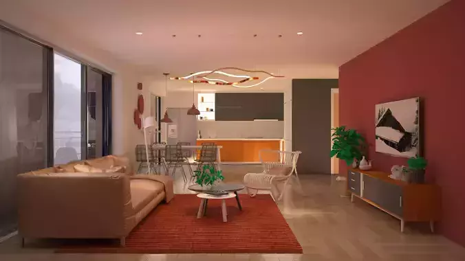 loving modern living room with walls