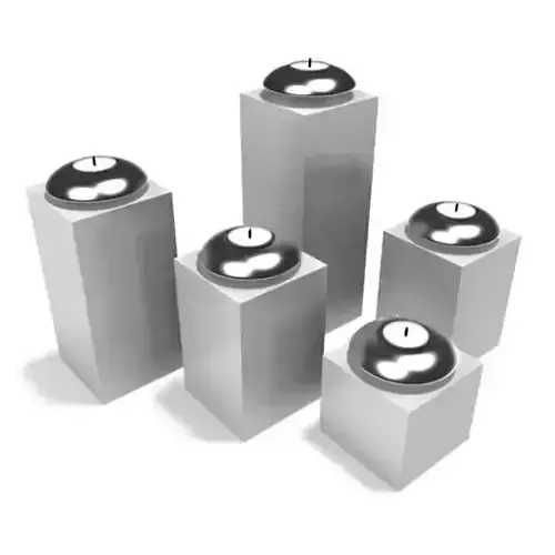 Gadget set of five metal cubes