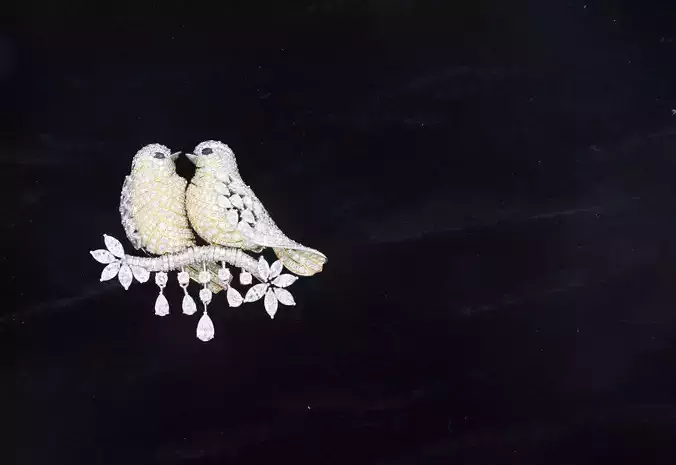 pendant two diamond birds brooch