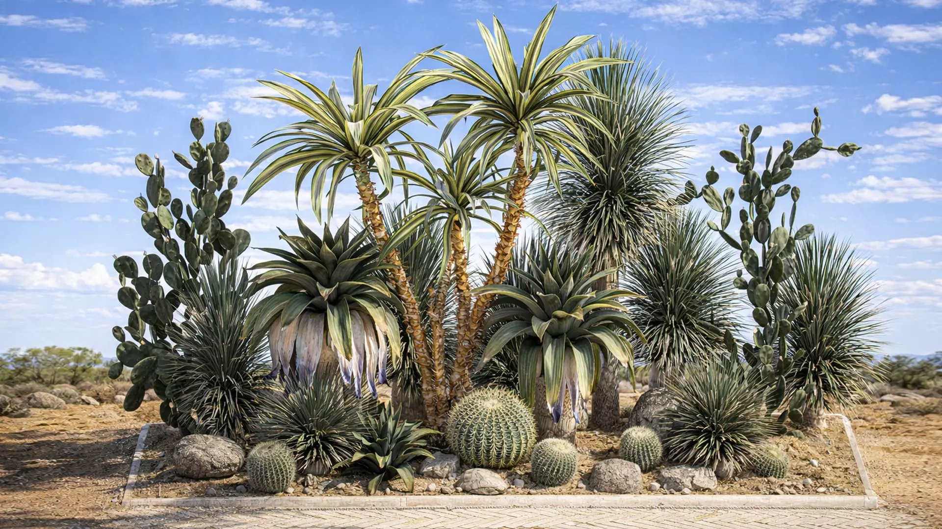 Collection of tropical desert plants cactus 1108 3D model