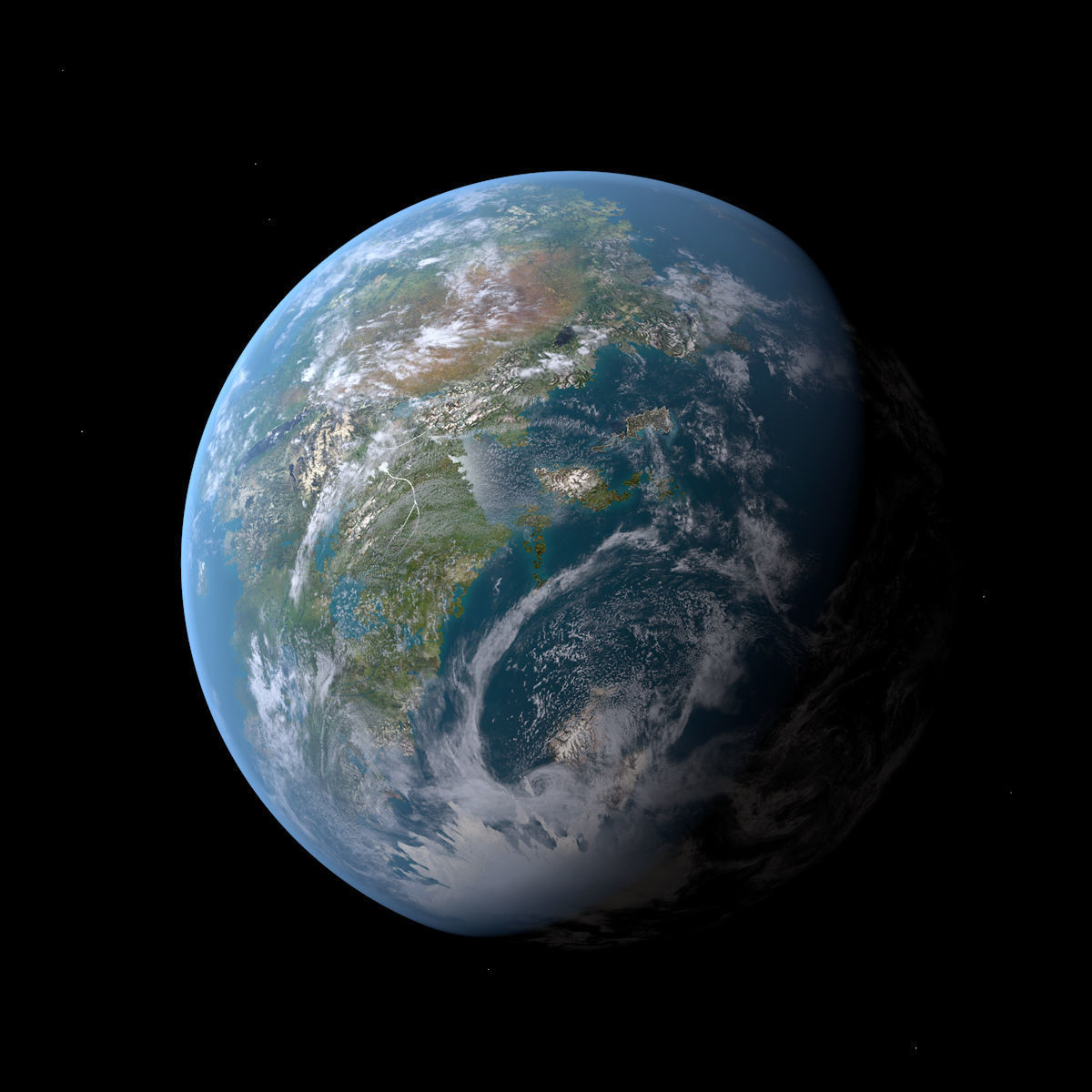 Earth-like Planet - Alien Planet 8k Low-poly 3D model_5