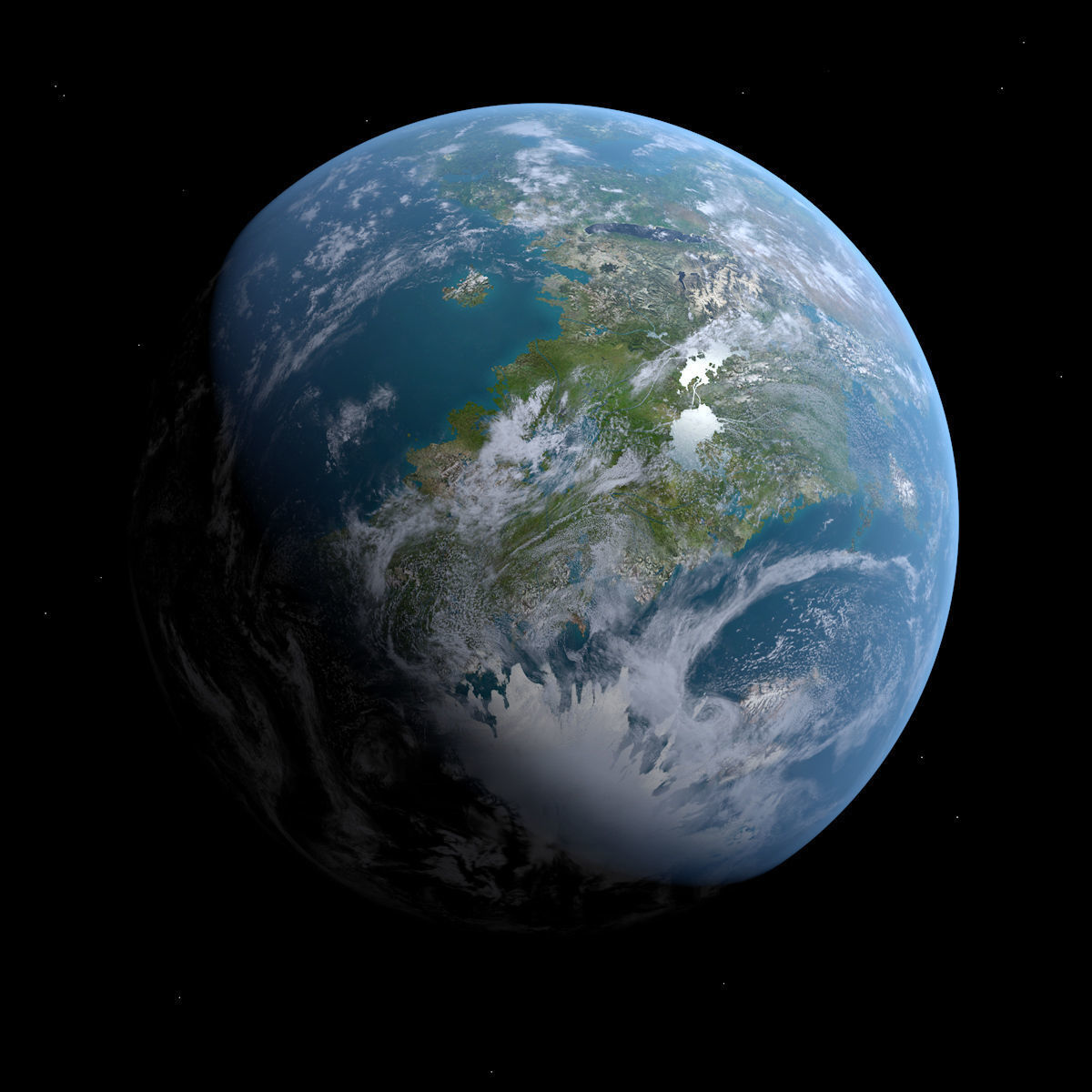 Earth-like Planet - Alien Planet 8k Low-poly 3D model_8