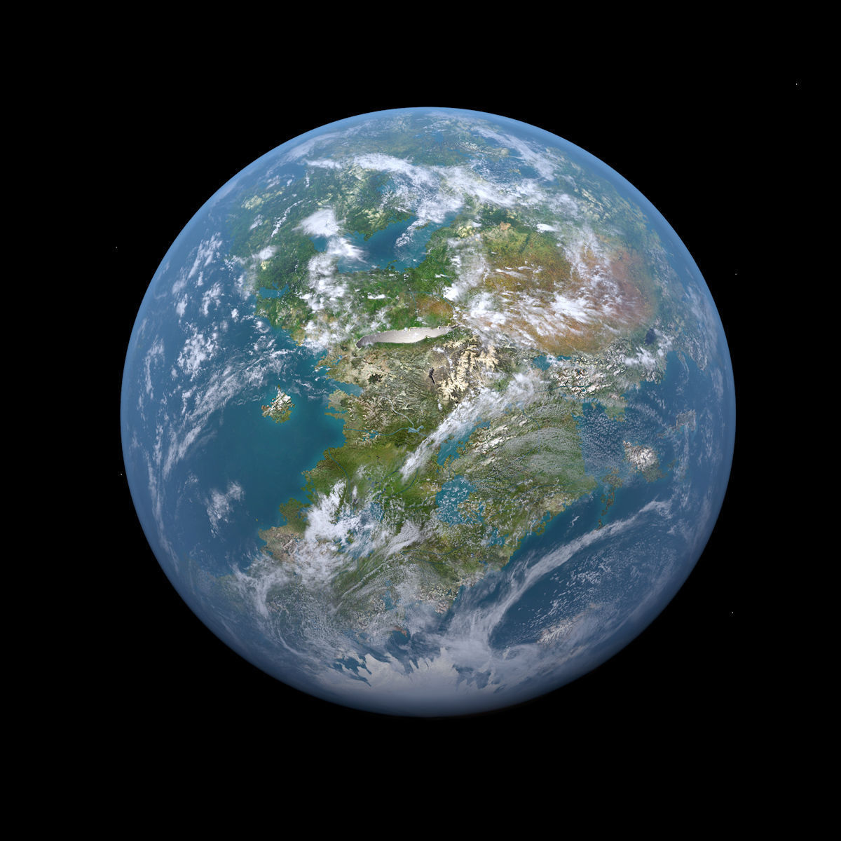 Earth-like Planet - Alien Planet 8k Low-poly 3D model_3