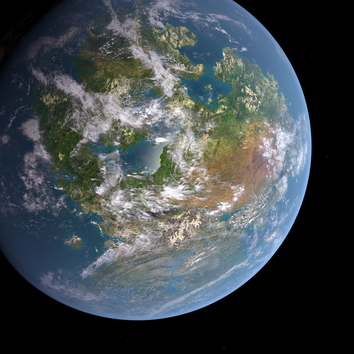 Earth-like Planet - Alien Planet 8k Low-poly 3D model_1