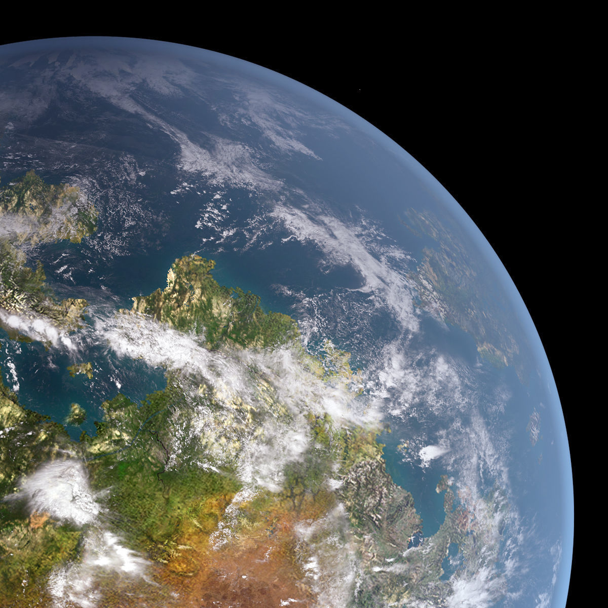 Earth-like Planet - Alien Planet 8k Low-poly 3D model_4