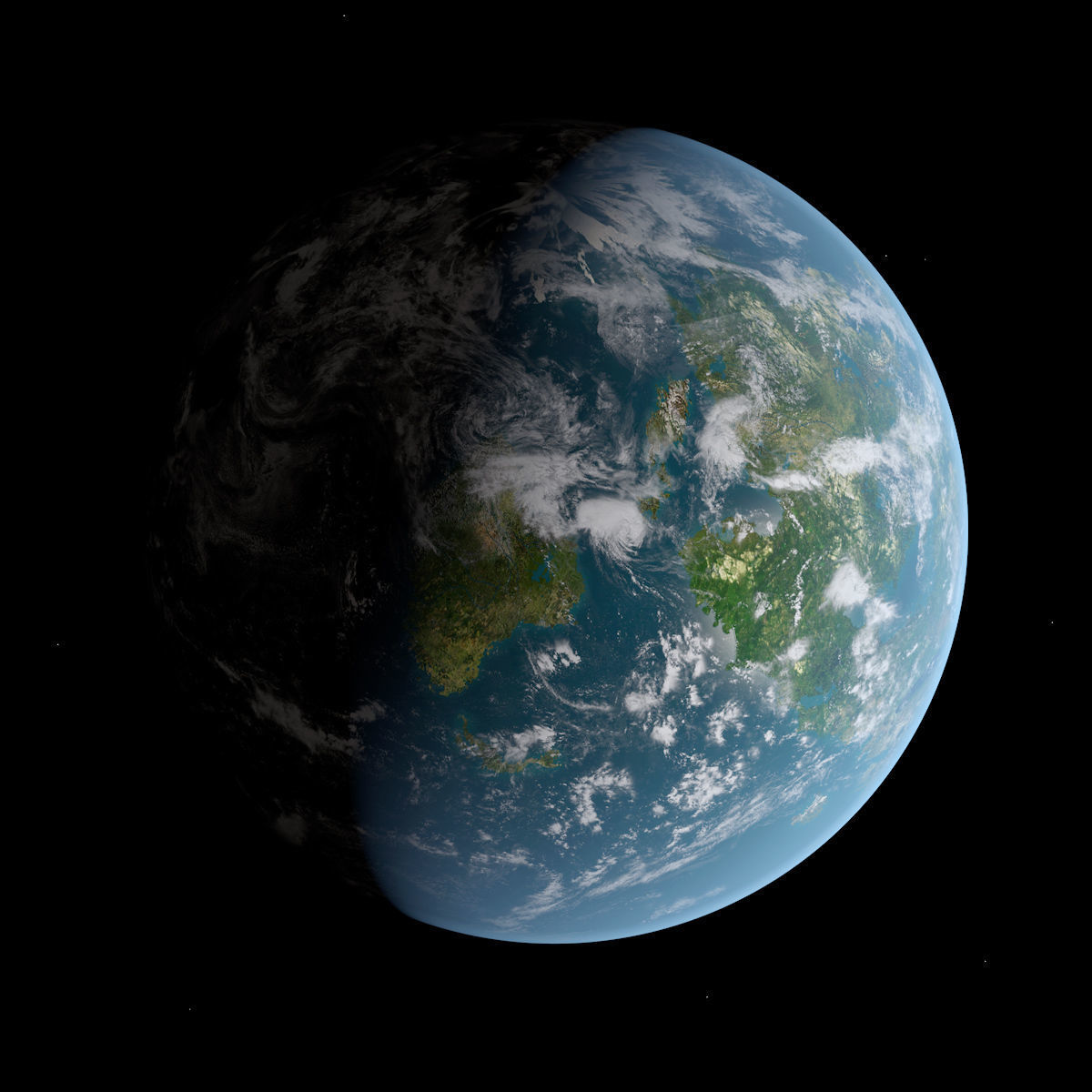 Earth-like Planet - Alien Planet 8k Low-poly 3D model_7