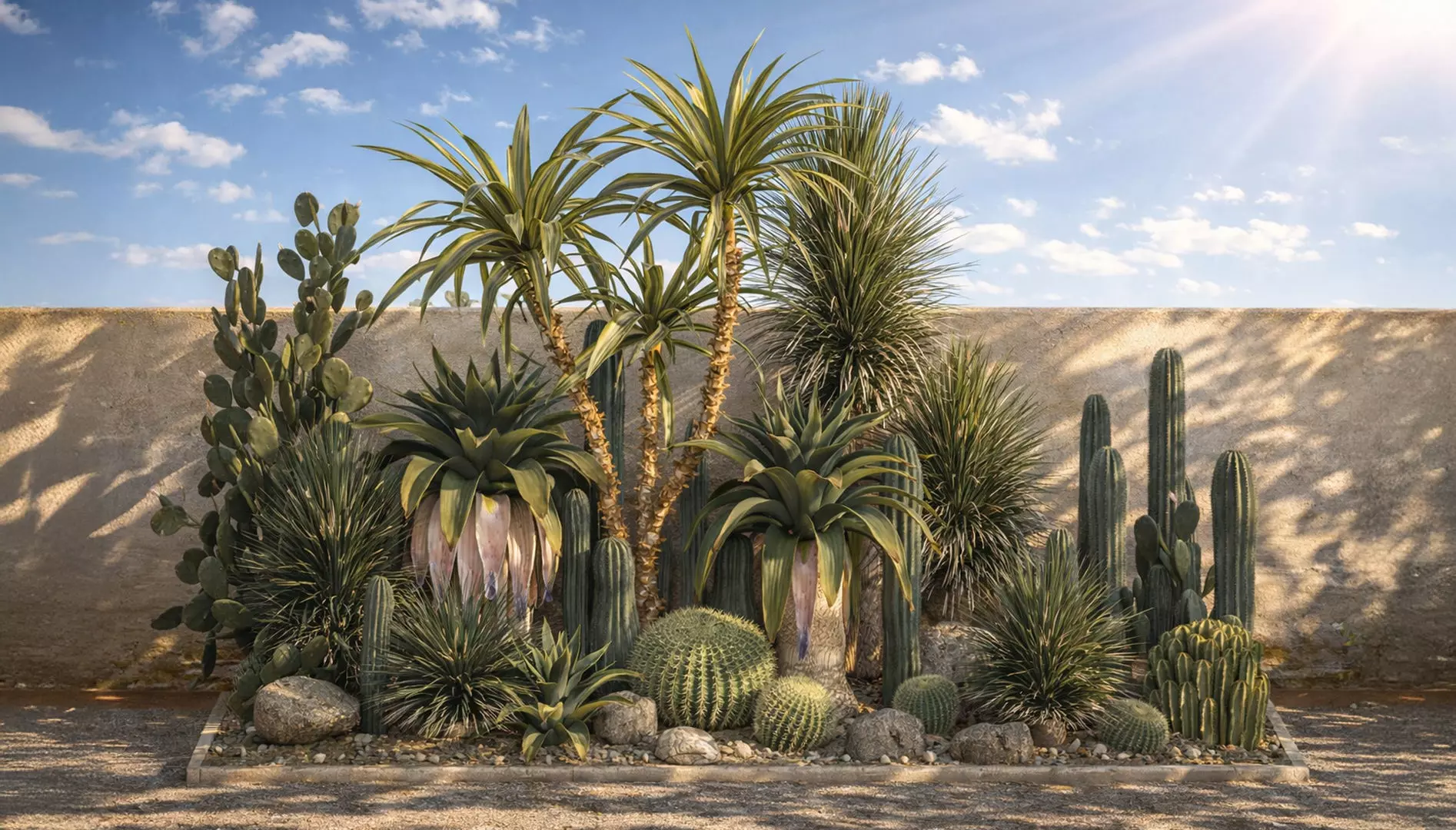 Collection of tropical desert plants cactus cactuses cacti 1108A 3D model