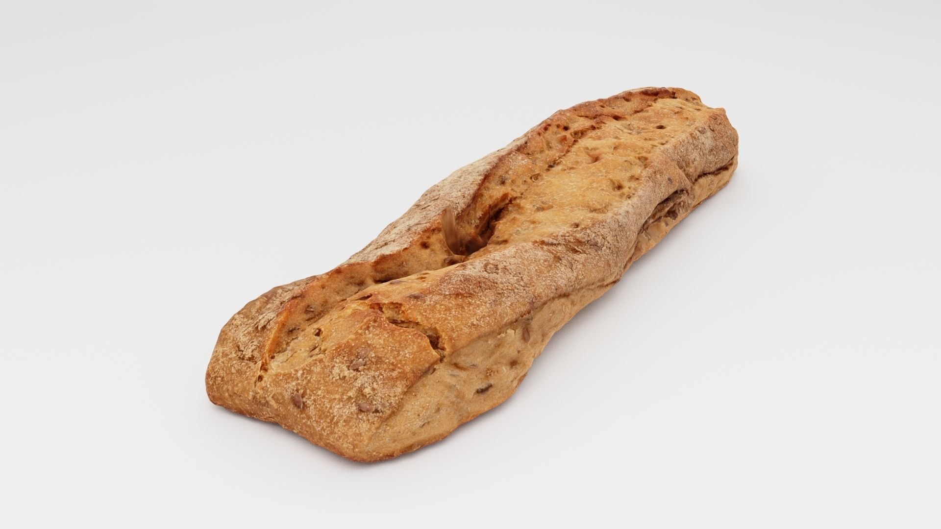 Buckwheat bun loaf or roll 3D model_4