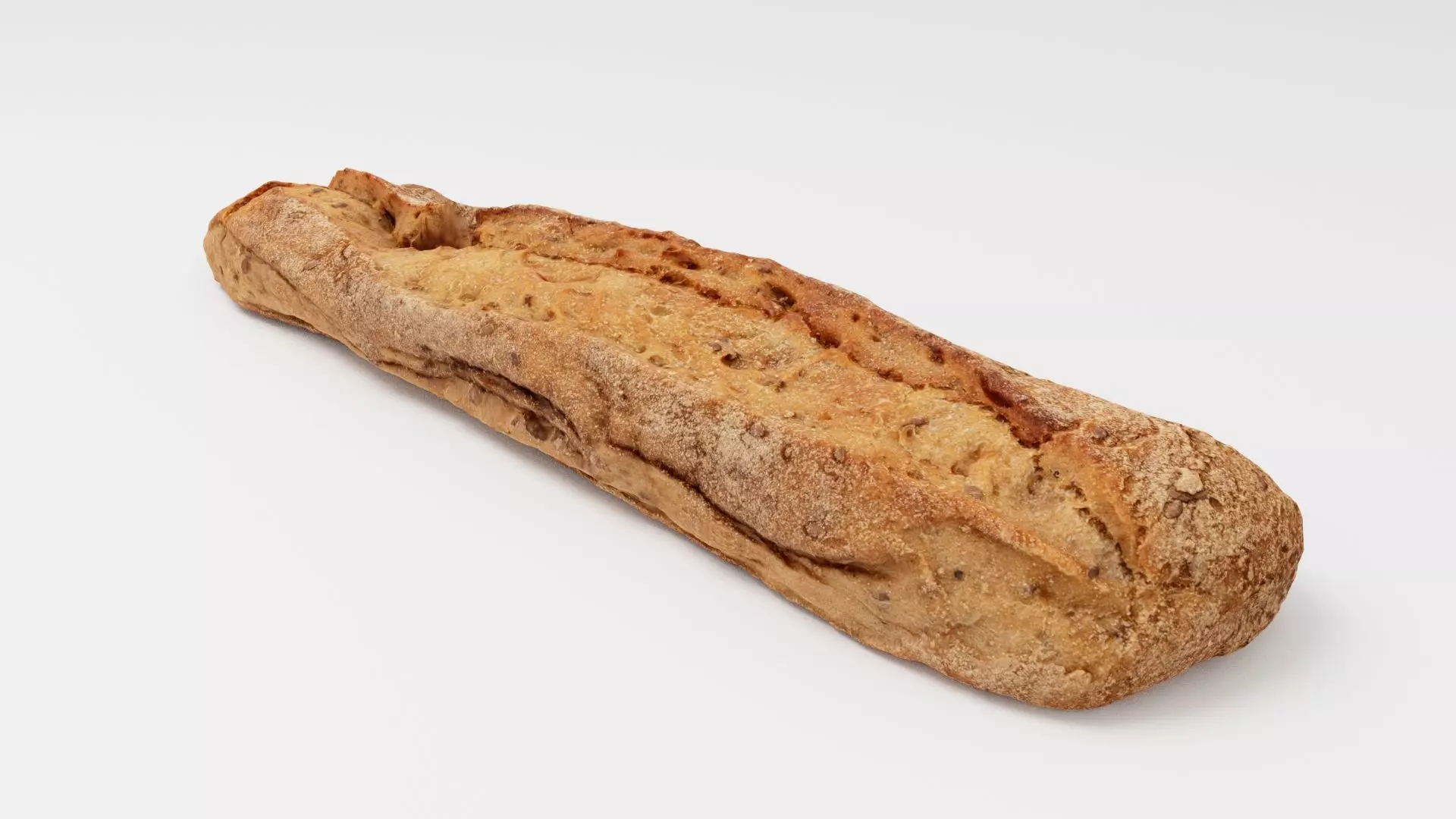 Buckwheat bun loaf or roll 3D model_0