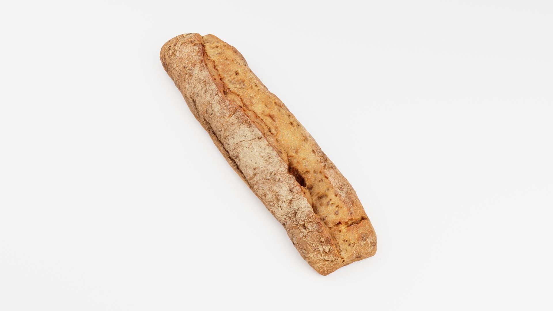 Buckwheat bun loaf or roll 3D model_2