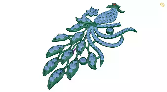 pendant peacock brooch with diamonds