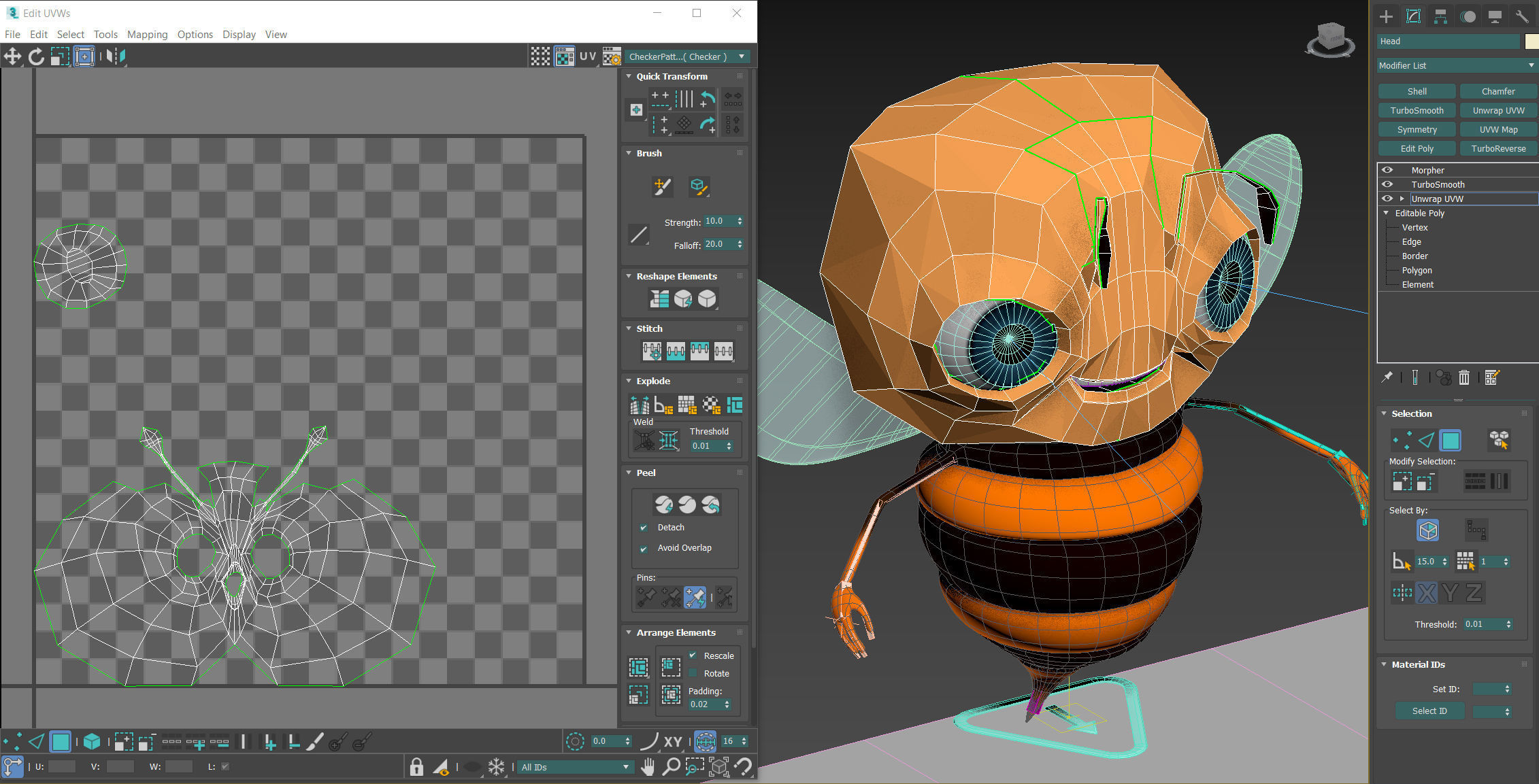 Bee Toon Character Low-poly 3D model_16