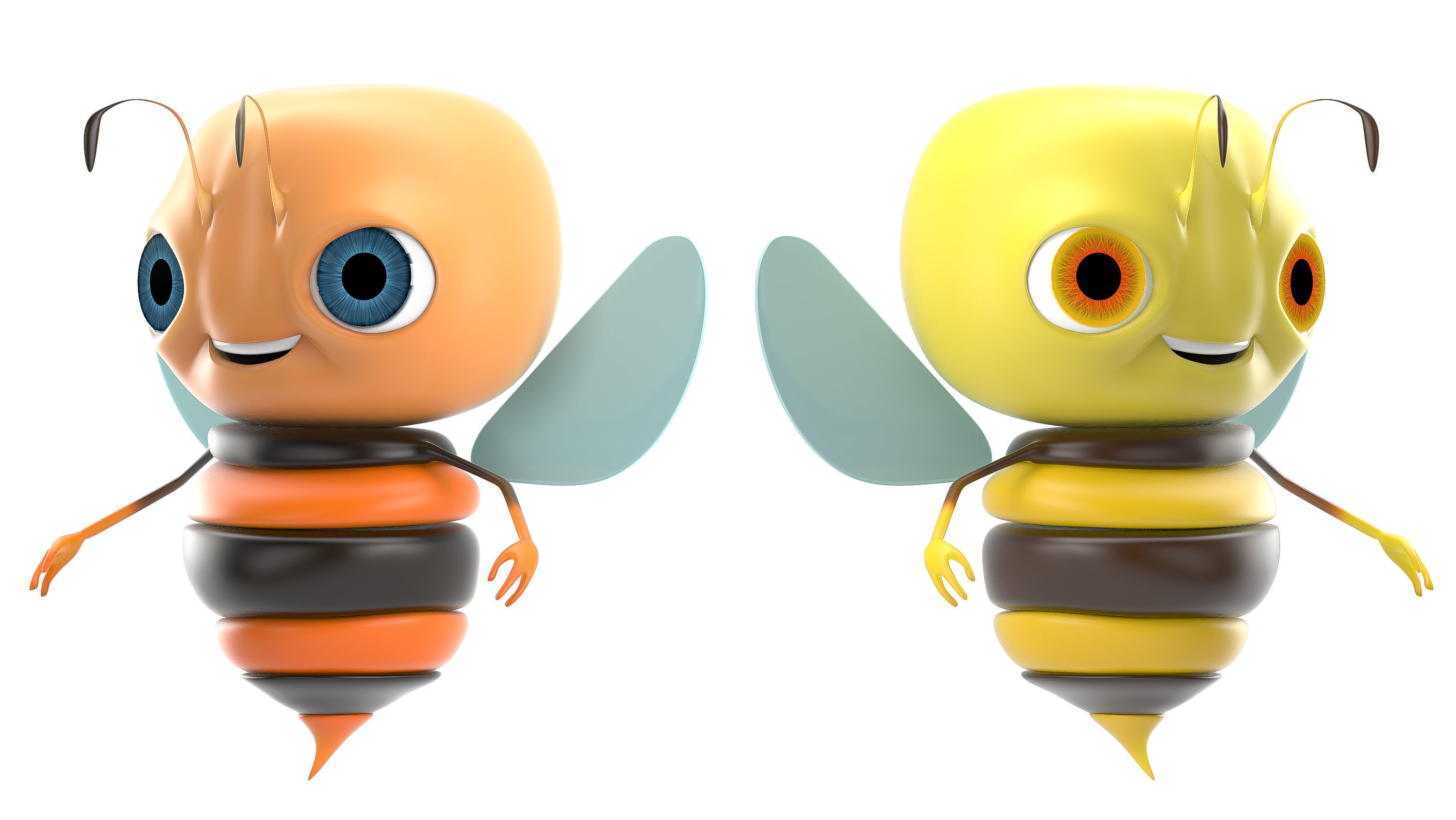 Bee Toon Character Low-poly 3D model_9