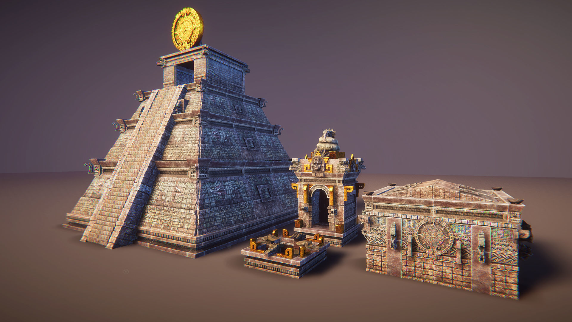 Aztec temple Low-poly 3D model_6