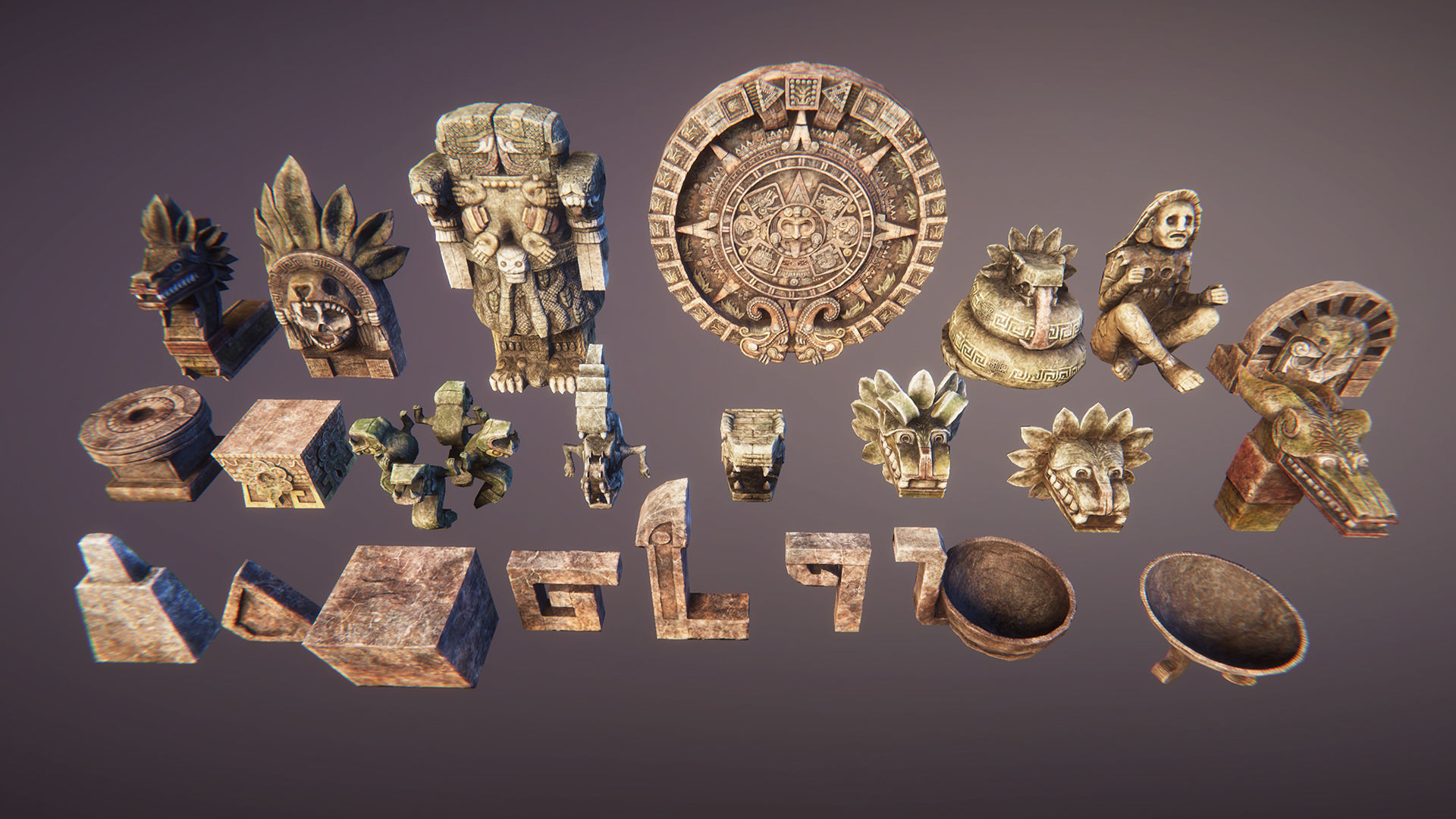 Aztec temple Low-poly 3D model_7