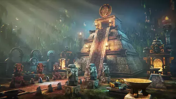 Aztec temple Low-poly 3D model