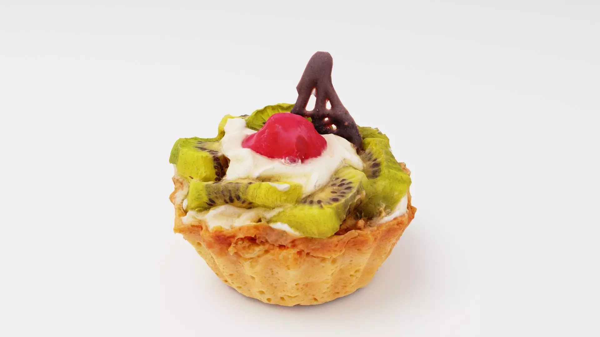 Cake pastry fancy cake or sponge-cake with kiwi and cherry 3D model_0