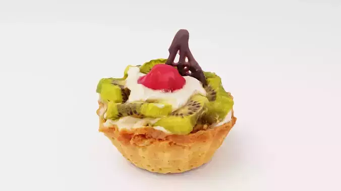 Cake pastry fancy cake or sponge-cake with kiwi and cherry